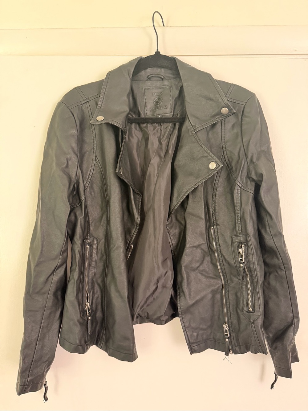 Max Studio Black Leather Moto Jacket